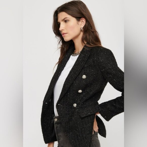 Dynamite Paloma Double Breast Blazer - Sparkling Black - Balmain Style - Picture 6 of 15